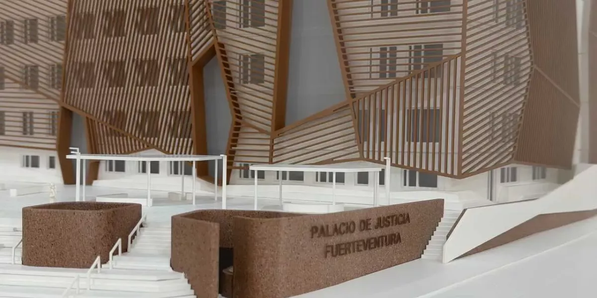 Imagen de la maqueta del futuro Palacio de Justicia de Fuerteventura 