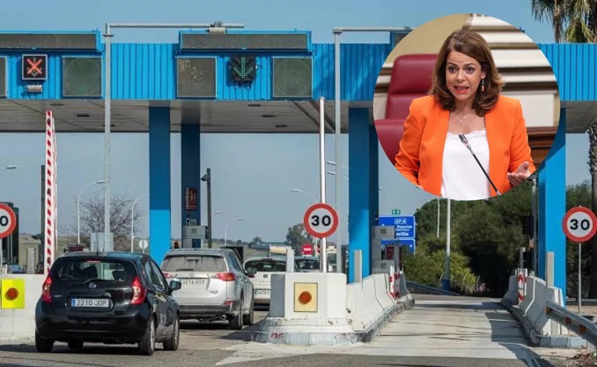 Un imagen editada por Atlántico Hoy de Tamara Raya (PSOE) y un peaje./ AH