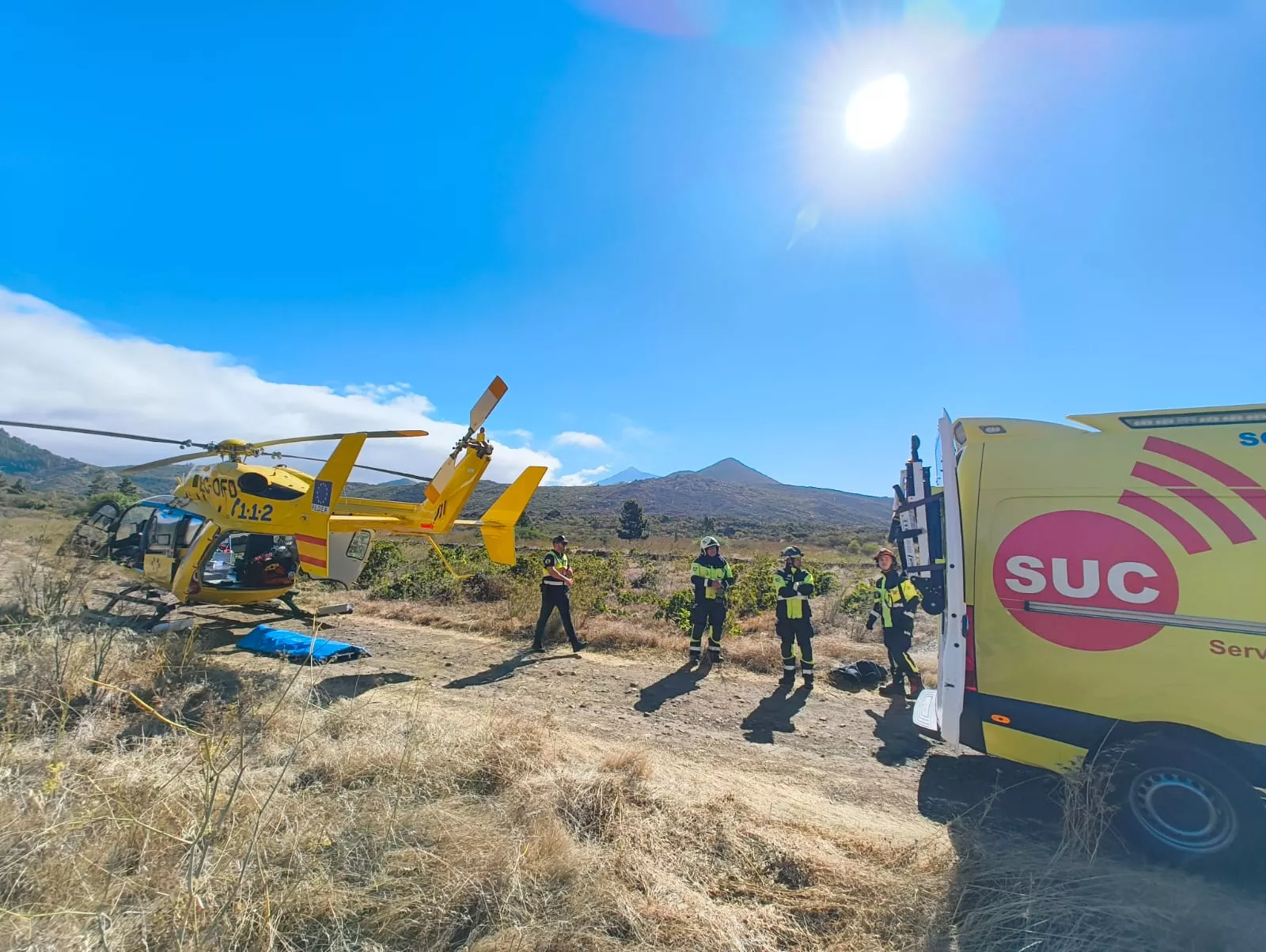 Evacuado en helicóptero un motorista herido grave tras una caída en Tenerife. AH
