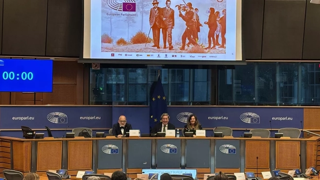 Proyeccion de Benito Pérez Buñuel en el Parlamento Europeo./ CEDIDA