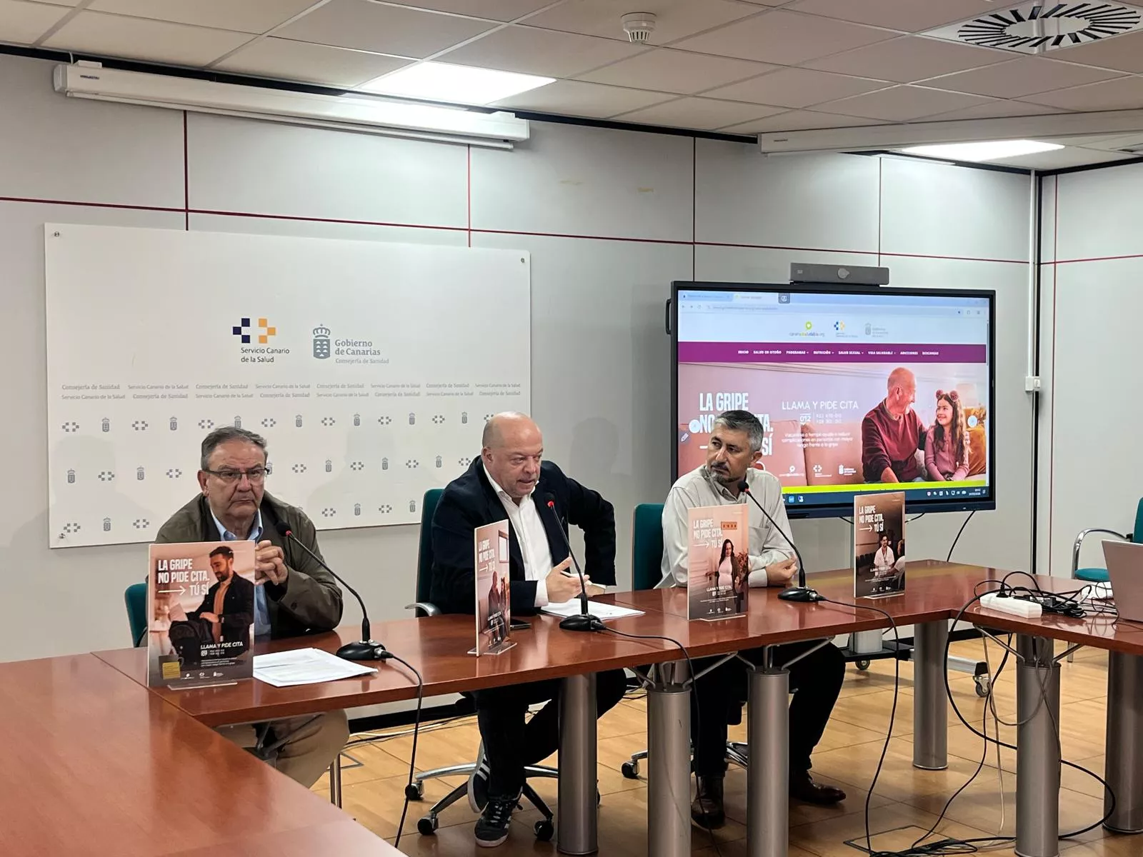 Rueda de prensa de presentación de la campaña contra la gripe. / GOBIERNO DE CANARIAS