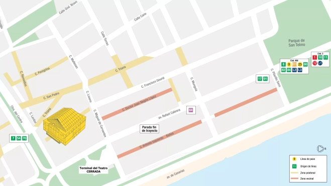 Plano de los nuevos itinerarios de Guaguas en Rafael Cabrera. AH Plano de los nuevos itinerarios de Guaguas en Rafael Cabrera. AH