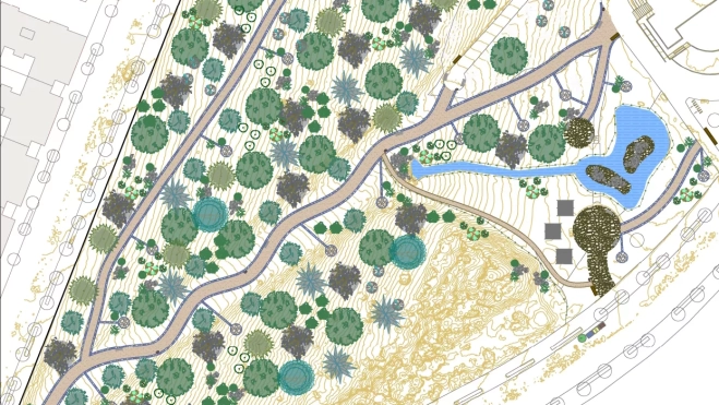 Mapa con la actuación del Corredor Verde en Los Tarahales. AH Mapa con la actuación del Corredor Verde en Los Tarahales. AH