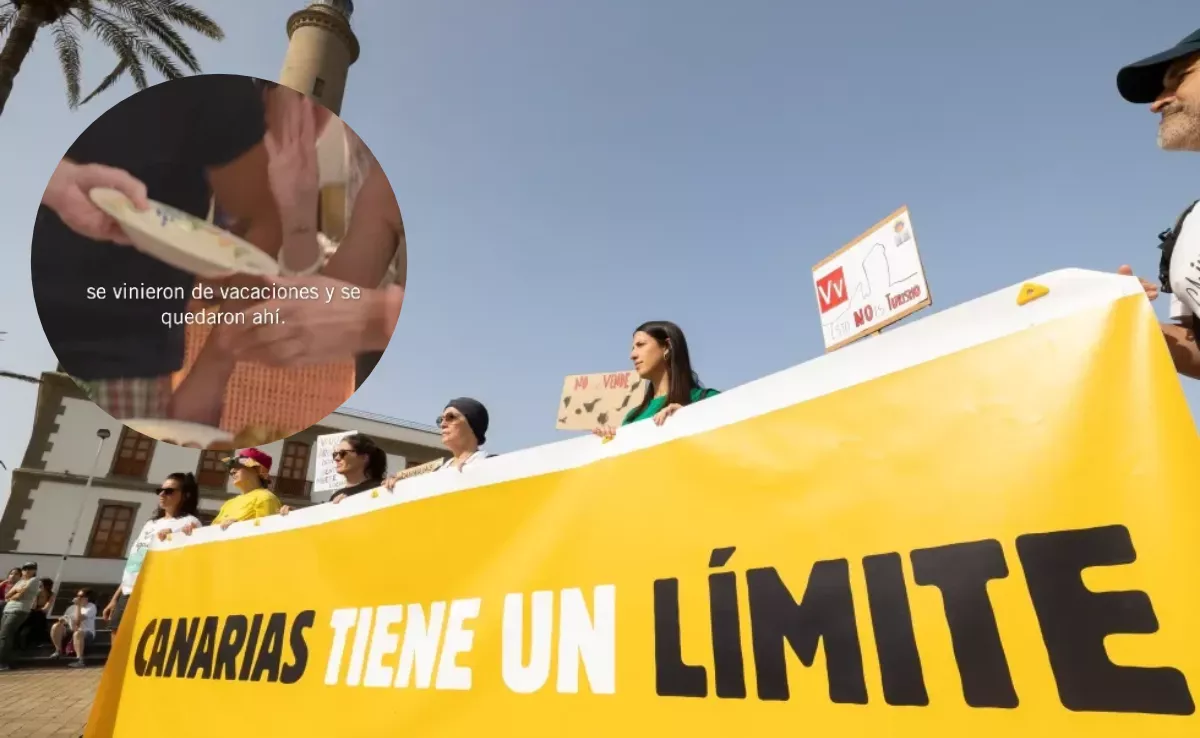 Imagen de una manifestación de Canarias tiene un límite y captura del anuncio de Fairy / AH