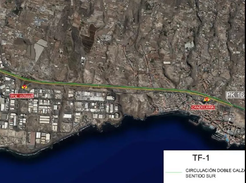 Trabajos de asfaltado en la TF-1. / CABILDO DE TENERIFE