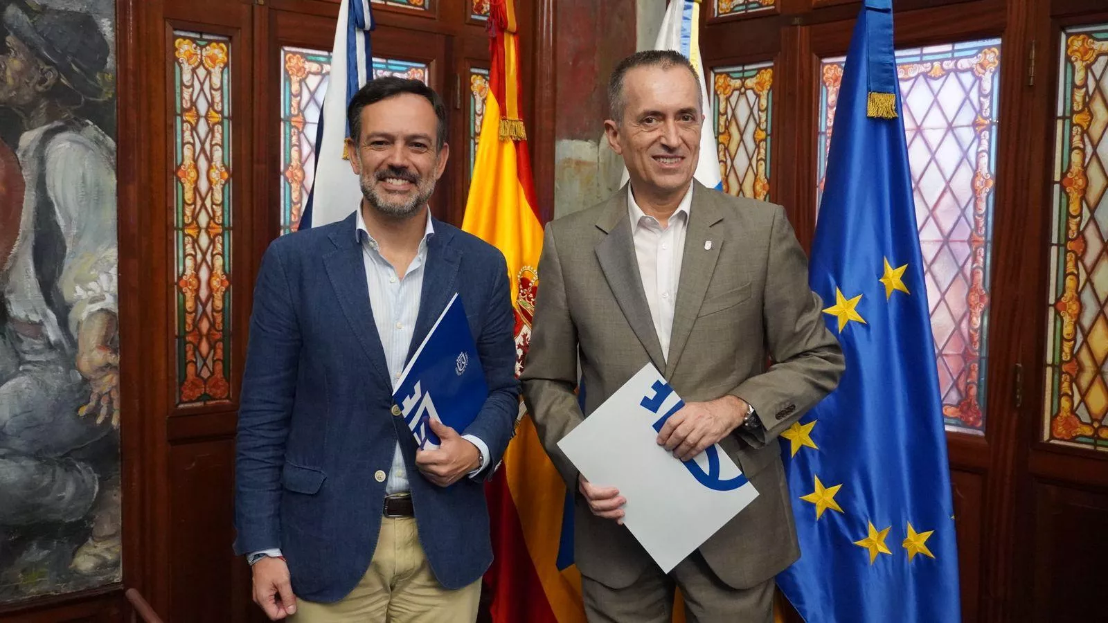 Los portavoces de PP y CC en el Cabildo, Lope Afonso y José Miguel Ruano respectivamente. / PP DE TENERIFE