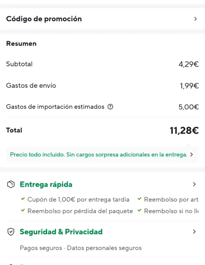 Aliexpress ya muestra el nuevo importe de cargos de importación impuesta por la UE. AH Aliexpress ya muestra el nuevo importe de cargos de importación impuesta por la UE. AH
